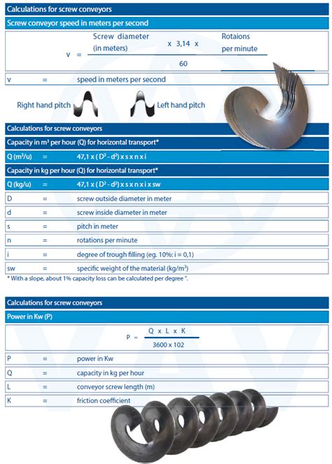 screw conveyor power design calculation|screw conveyor size chart.